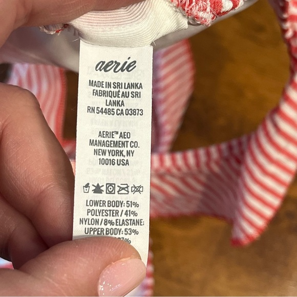 Aerie scoop Red and White Gingham Bikini Top checkered size XS - Picture 2 of 4